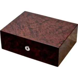 Apsley English Burl Walnut 15-20 Cigar Humidor with Lock